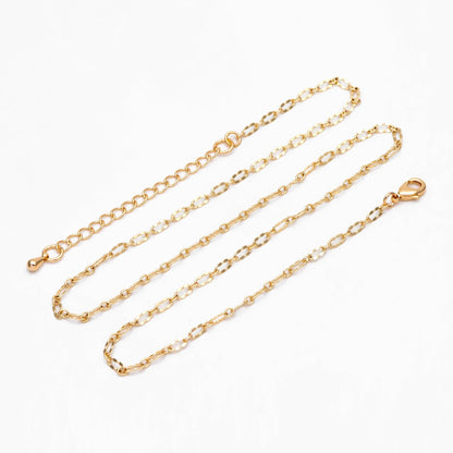 Gold/ Silver Oval Chains 2.5mm, Finished Bracelet/ Anklet/ Necklace with Extender Chain, Ready to Wear (#LK-150-2.5)