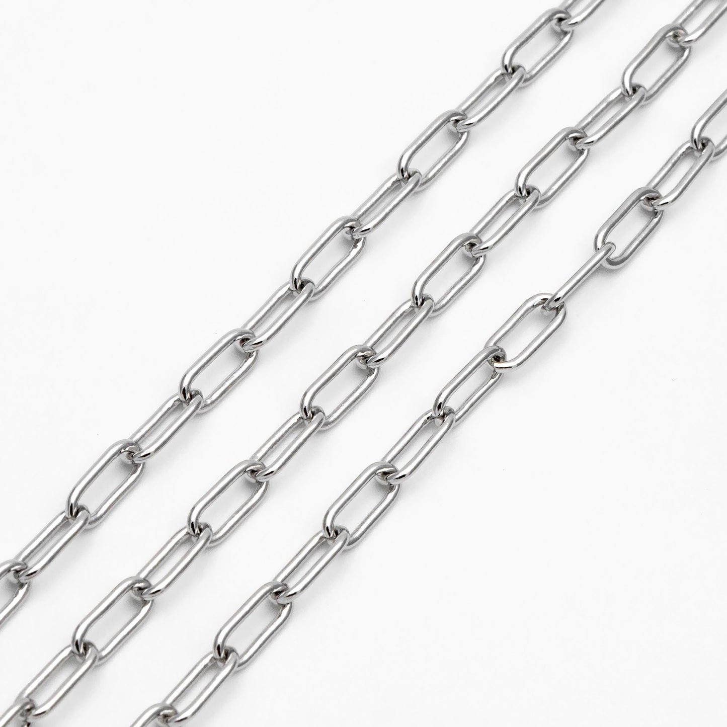 Gold/ Silver Paperclip Chain Chains, Link Size 4x9.5mm, Gold/ Rhodium plated Brass, Quality Craft Jewelry Supplies(#LK-446)/ 1 Meter=3.3 ft