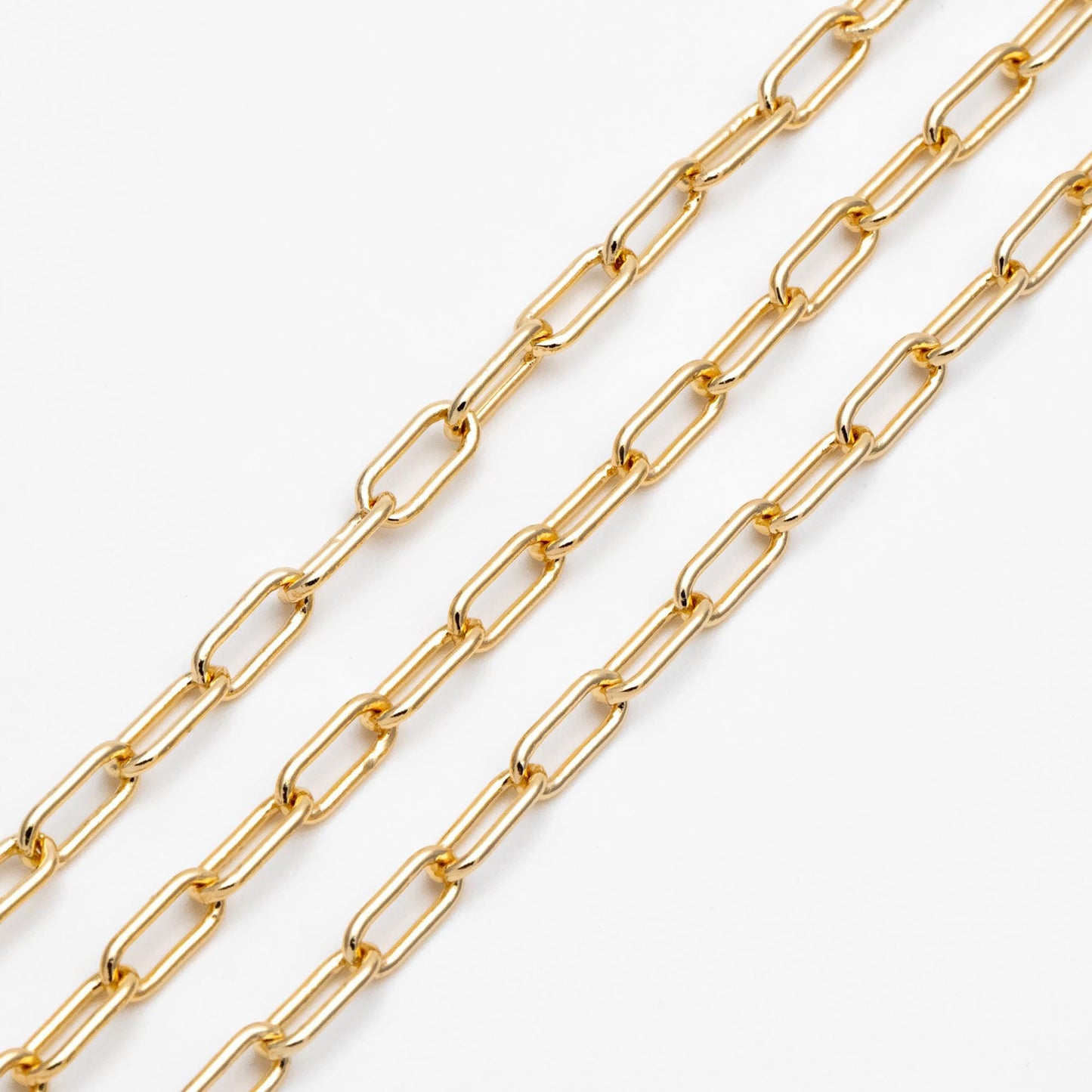 Gold/ Silver Paperclip Chain Chains, Link Size 4x9.5mm, Gold/ Rhodium plated Brass, Quality Craft Jewelry Supplies(#LK-446)/ 1 Meter=3.3 ft