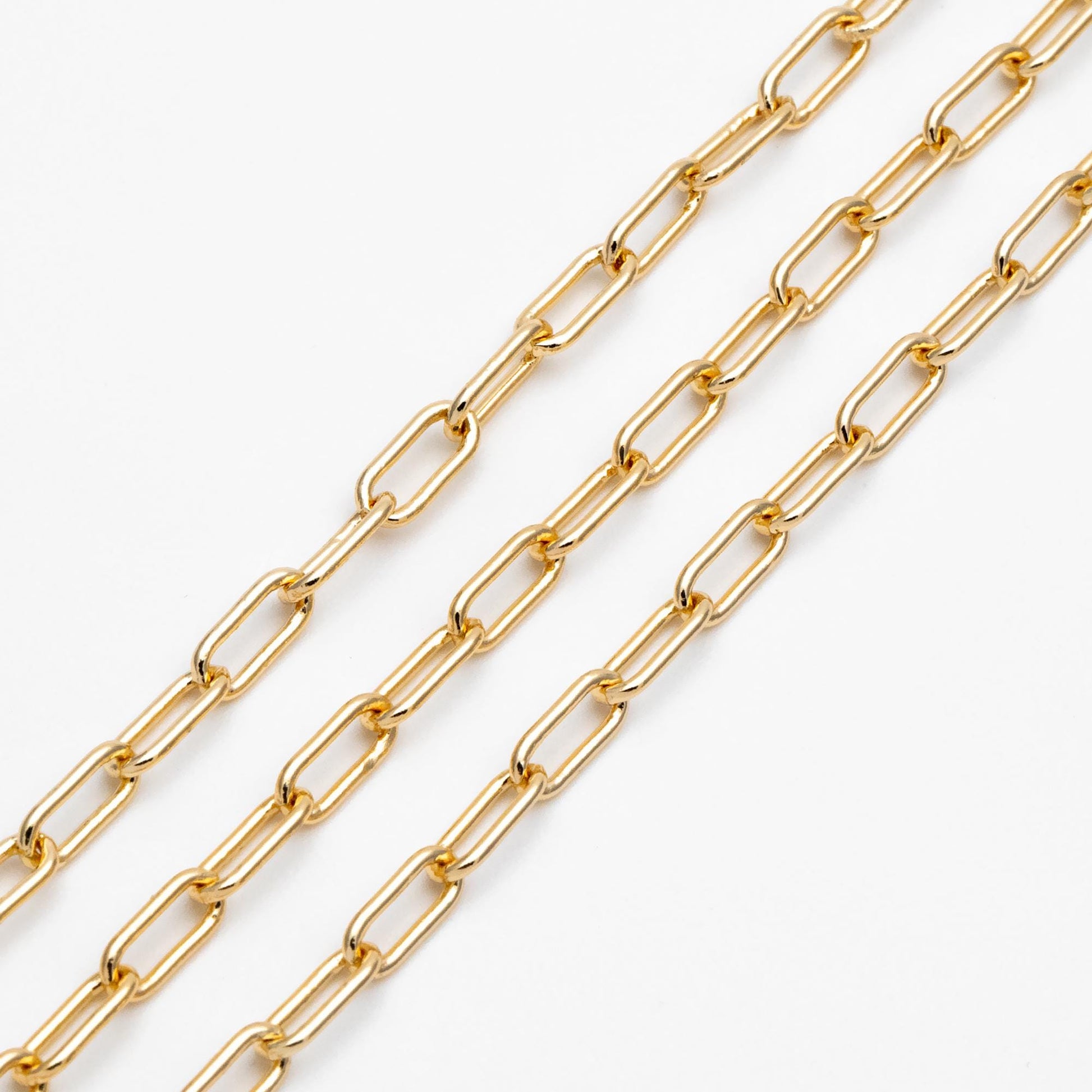 Gold/ Silver Paperclip Chain Chains, Link Size 4x9.5mm, Gold/ Rhodium plated Brass, Quality Craft Jewelry Supplies(#LK-446)/ 1 Meter=3.3 ft