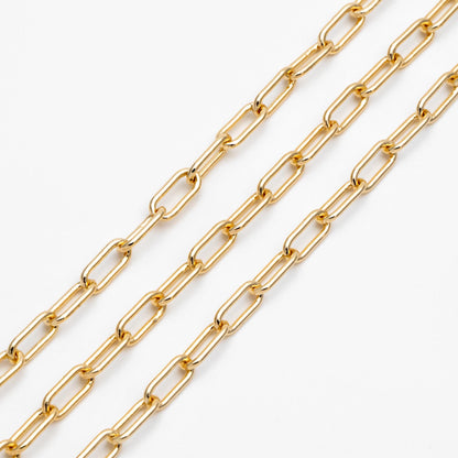 Gold/ Silver Paperclip Chain Chains, Link Size 4x9.5mm, Gold/ Rhodium plated Brass, Quality Craft Jewelry Supplies(#LK-446)/ 1 Meter=3.3 ft