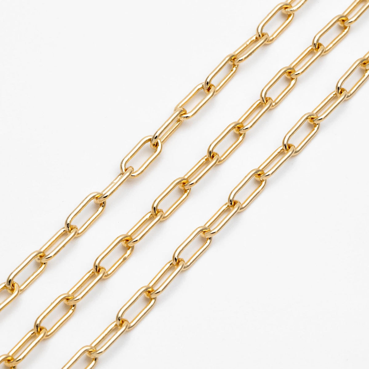 Gold/ Silver Paperclip Chain Chains, Link Size 4x9.5mm, Gold/ Rhodium plated Brass, Quality Craft Jewelry Supplies(#LK-446)/ 1 Meter=3.3 ft