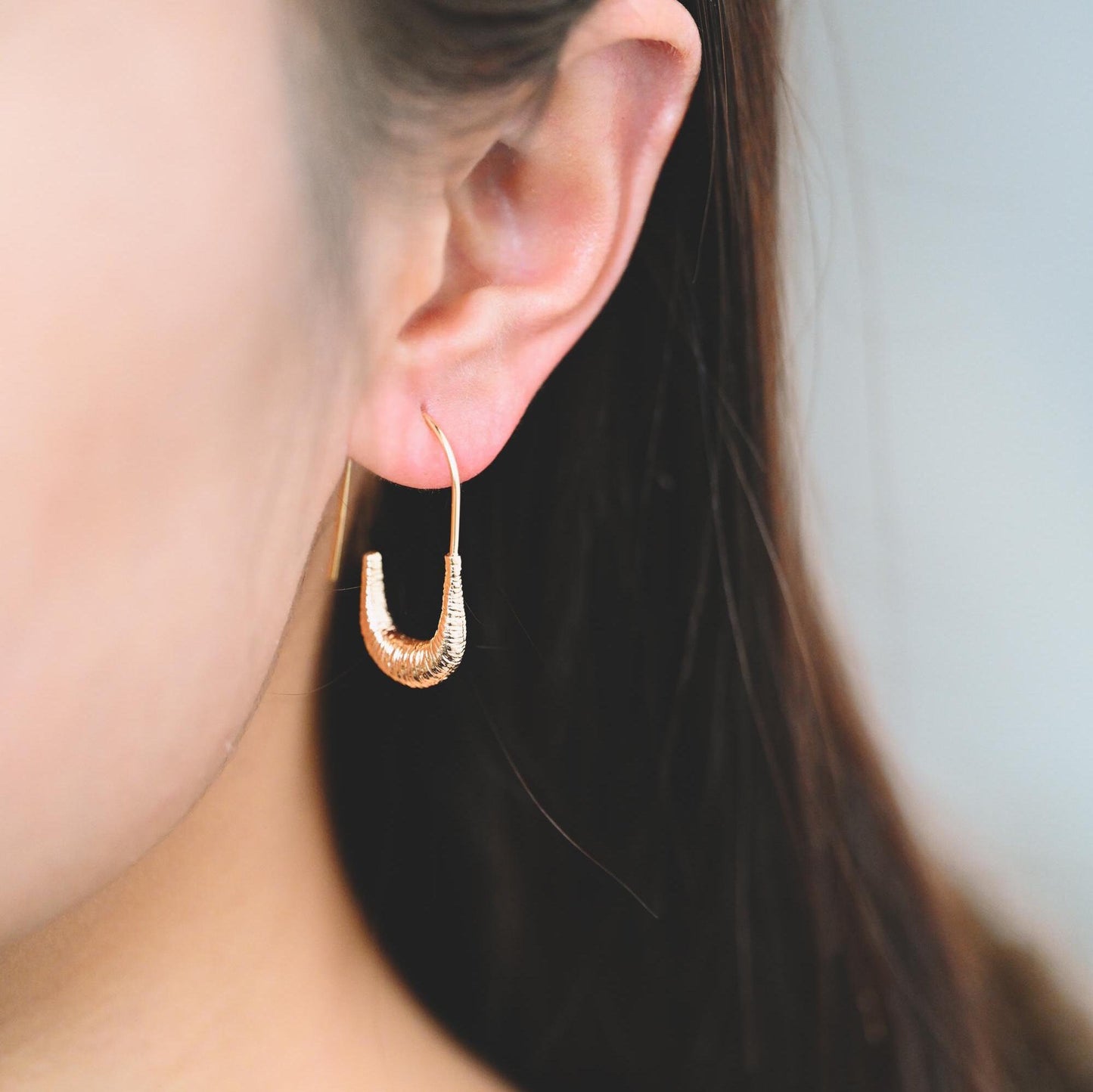 4pcs Gold Brushed Oval Ear Hooks 30x18mm, Gold plated Brass, Simple Earwires Earring Components (GB-3920)