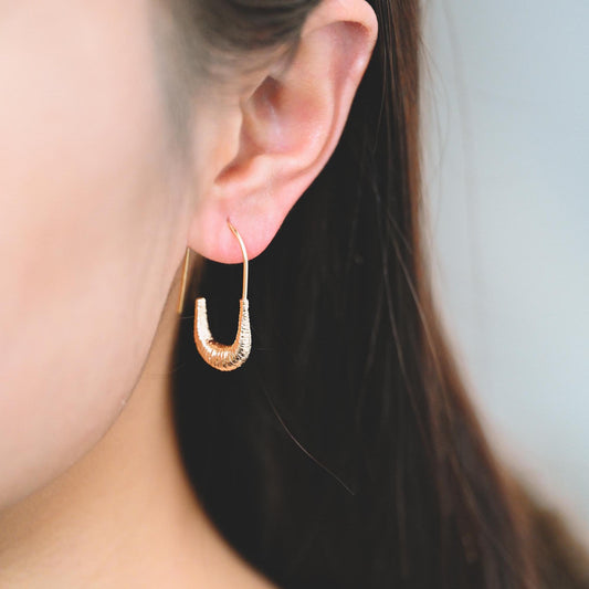 4pcs Gold Brushed Oval Ear Hooks 30x18mm, Gold plated Brass, Simple Earwires Earring Components (GB-3920)