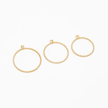 10pcs Gold/ Silver Tone Round Circle Pendants 20/ 22/ 25mm, Gold/ Rhodium plated Brass Ring Charms, Geometric Loop Pendants (GB-211)