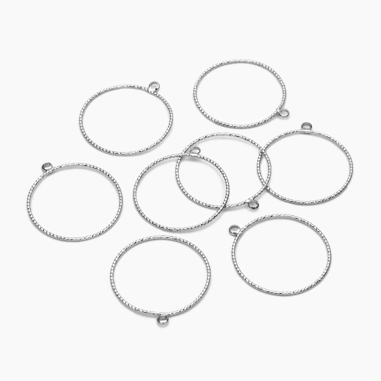 10pcs Gold/ Silver Tone Round Circle Pendants 20/ 22/ 25mm, Gold/ Rhodium plated Brass Ring Charms, Geometric Loop Pendants (GB-211)