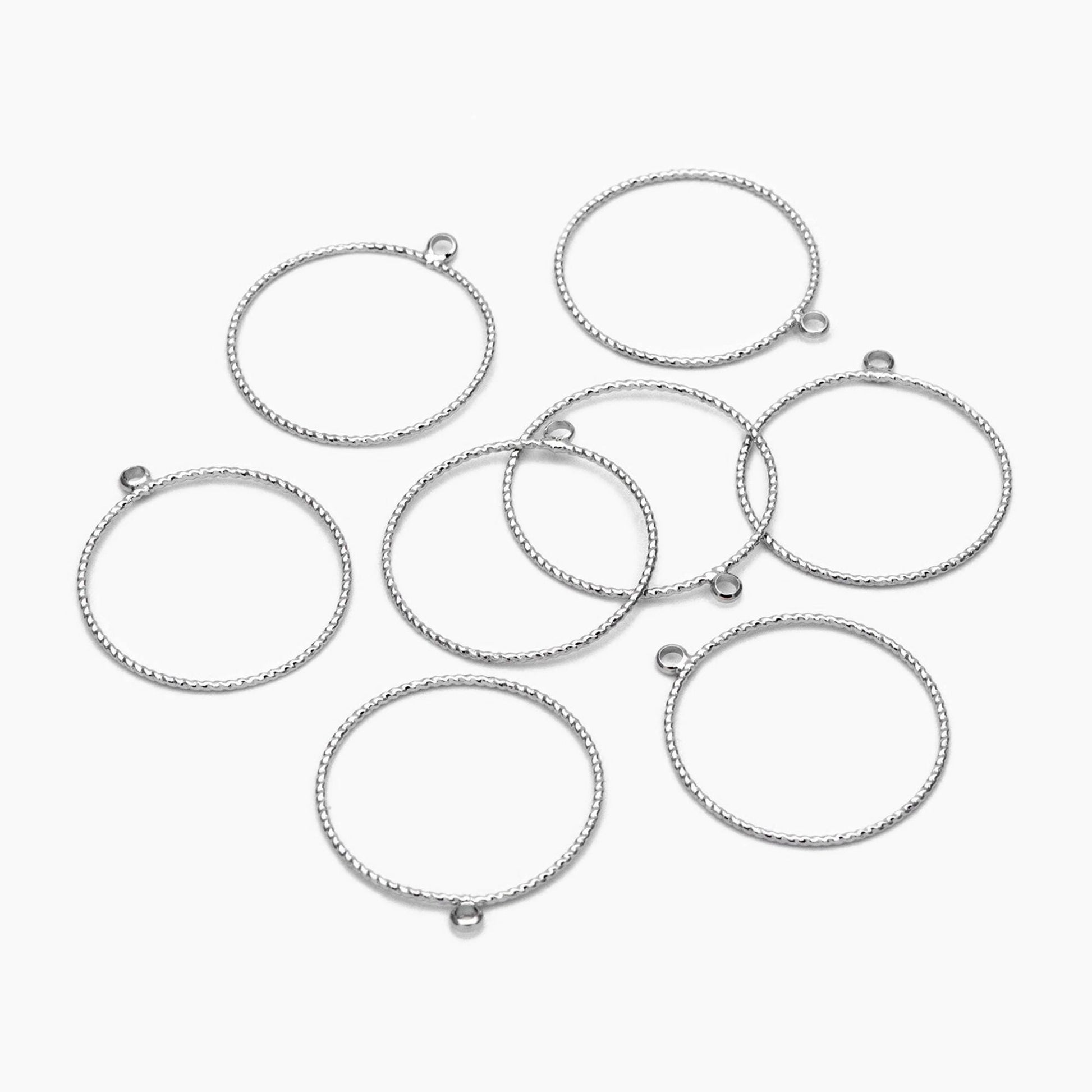 10pcs Gold/ Silver Tone Round Circle Pendants 20/ 22/ 25mm, Gold/ Rhodium plated Brass Ring Charms, Geometric Loop Pendants (GB-211)