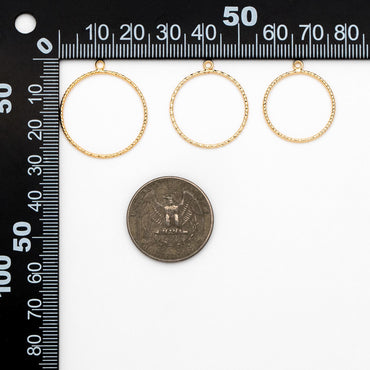 10pcs Gold/ Silver Tone Round Circle Pendants 20/ 22/ 25mm, Gold/ Rhodium plated Brass Ring Charms, Geometric Loop Pendants (GB-211)