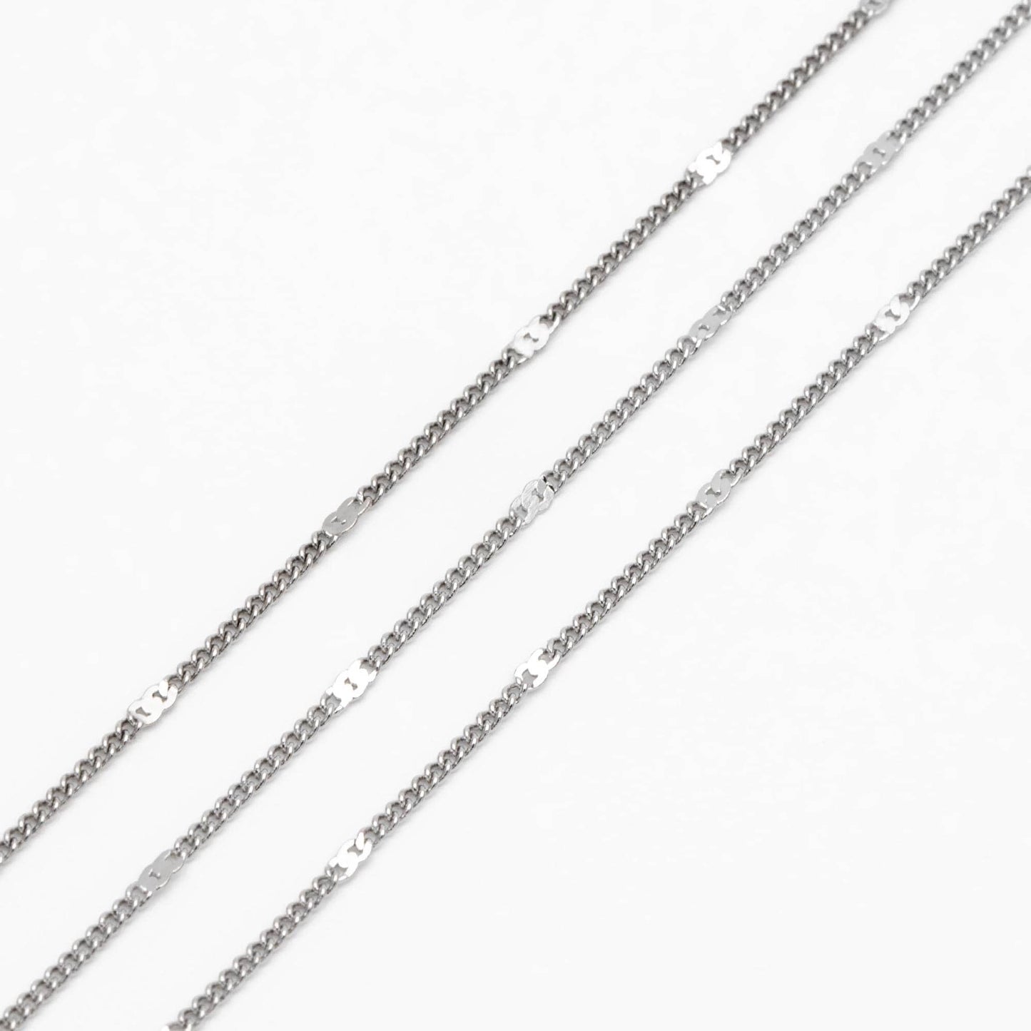 Dainty Gold/ Rhodium plated Brass Curb Chains, 1.3mm Delicate Thin Chains with 1.8mm Flat Links (#LK-128)/ 1 Meter=3.3 ft