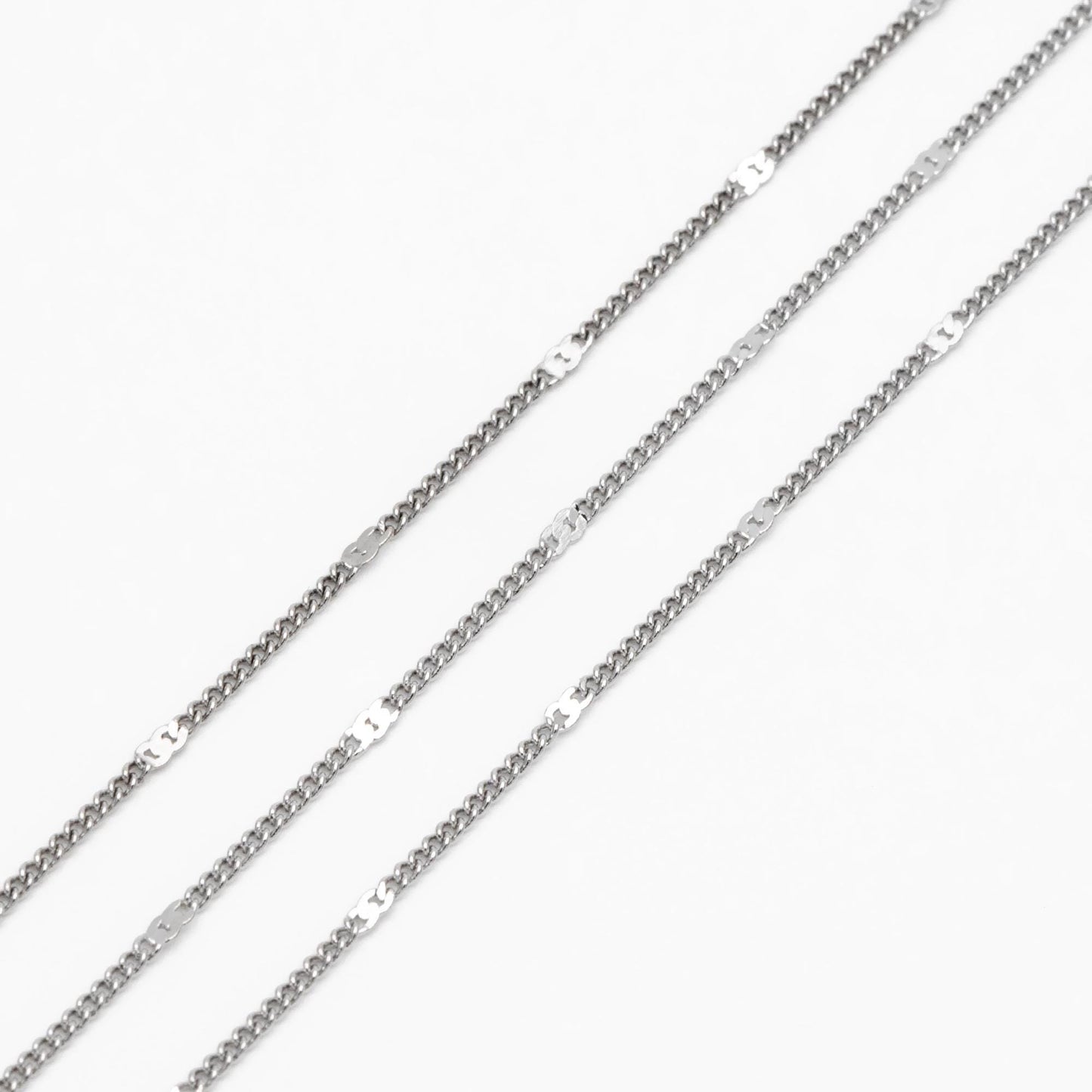 Dainty Gold/ Rhodium plated Brass Curb Chains, 1.3mm Delicate Thin Chains with 1.8mm Flat Links (#LK-128)/ 1 Meter=3.3 ft