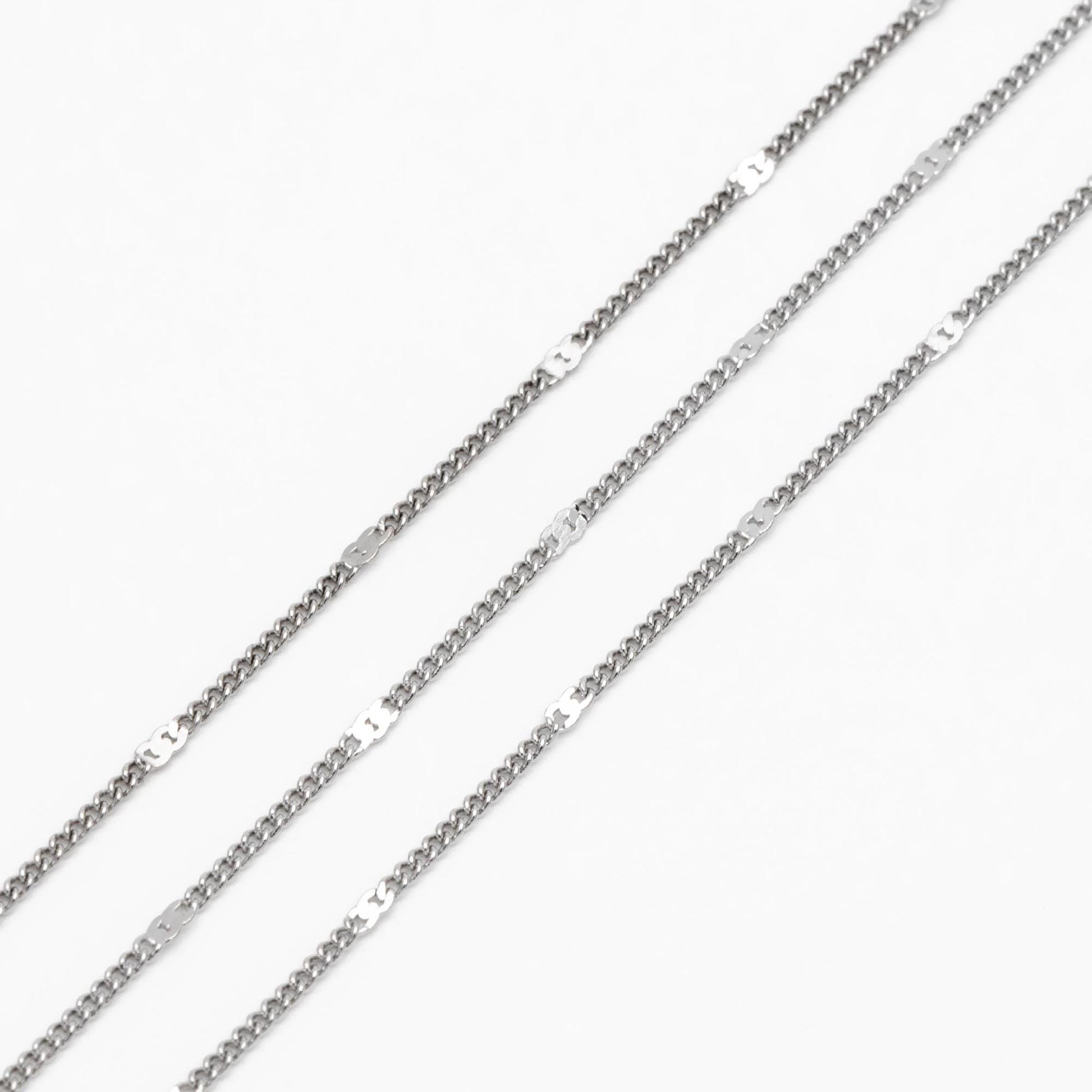 Dainty Gold/ Rhodium plated Brass Curb Chains, 1.3mm Delicate Thin Chains with 1.8mm Flat Links (#LK-128)/ 1 Meter=3.3 ft