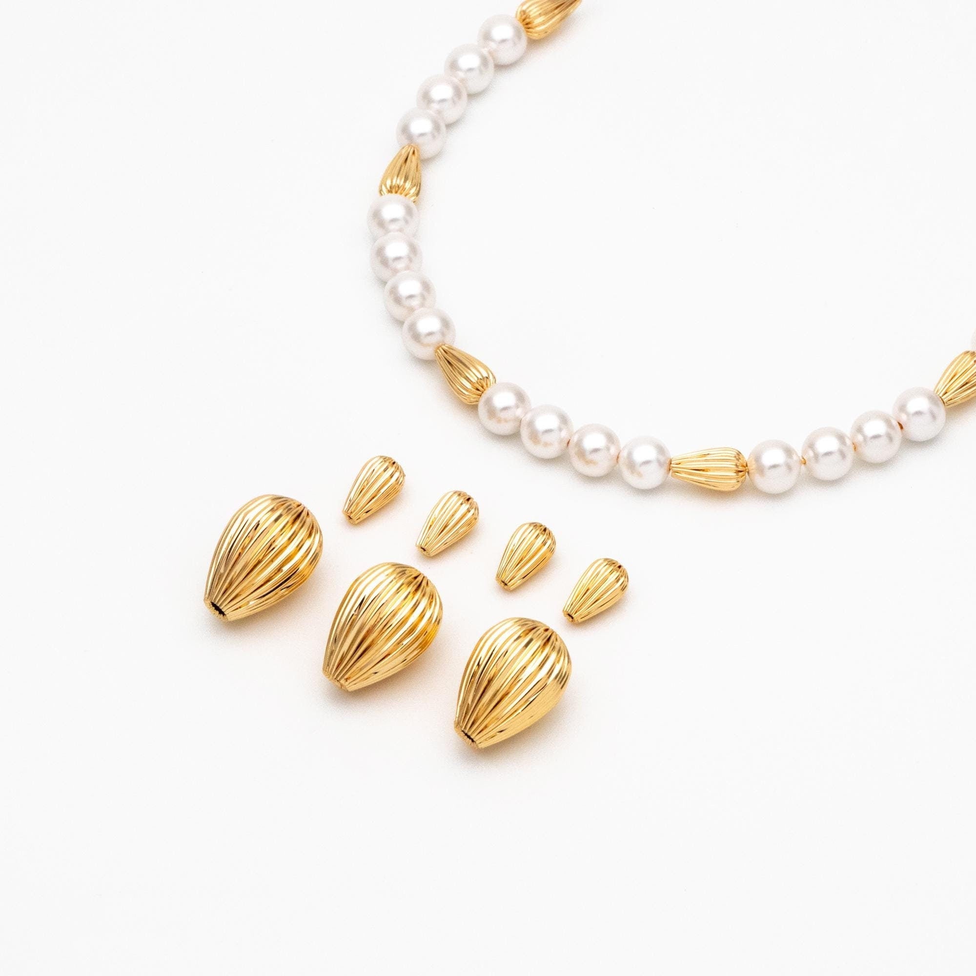 10pcs Gold Teardrop Spacer Beads 5mm/ 11mm, DIY Jewelry Making Supplies Wholesale (GB-4047)