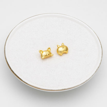 4pcs Stardust Gold Dog Stud Earrings: Asymmetrical Raccoon Earring (GB-4631)