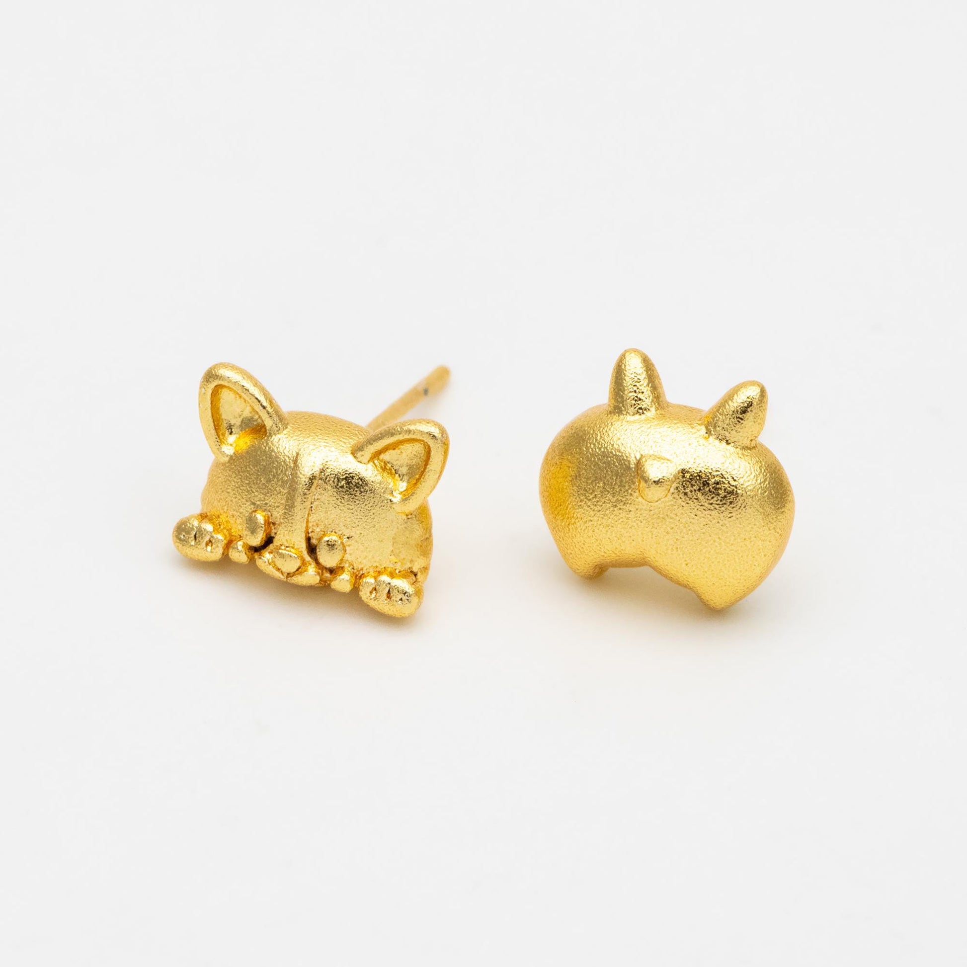4pcs Stardust Gold Dog Stud Earrings: Asymmetrical Raccoon Earring (GB-4631)