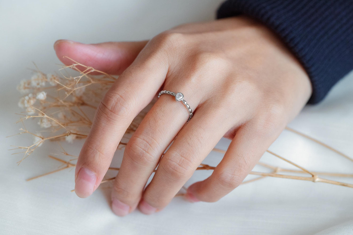 4pcs CZ Pave Gold/ Silver Teardrop Ring, Dainty Ring, Thin Ring, Everyday Ring (#GB-4171)