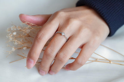 4pcs CZ Pave Gold/ Silver Teardrop Ring, Dainty Ring, Thin Ring, Everyday Ring (#GB-4171)