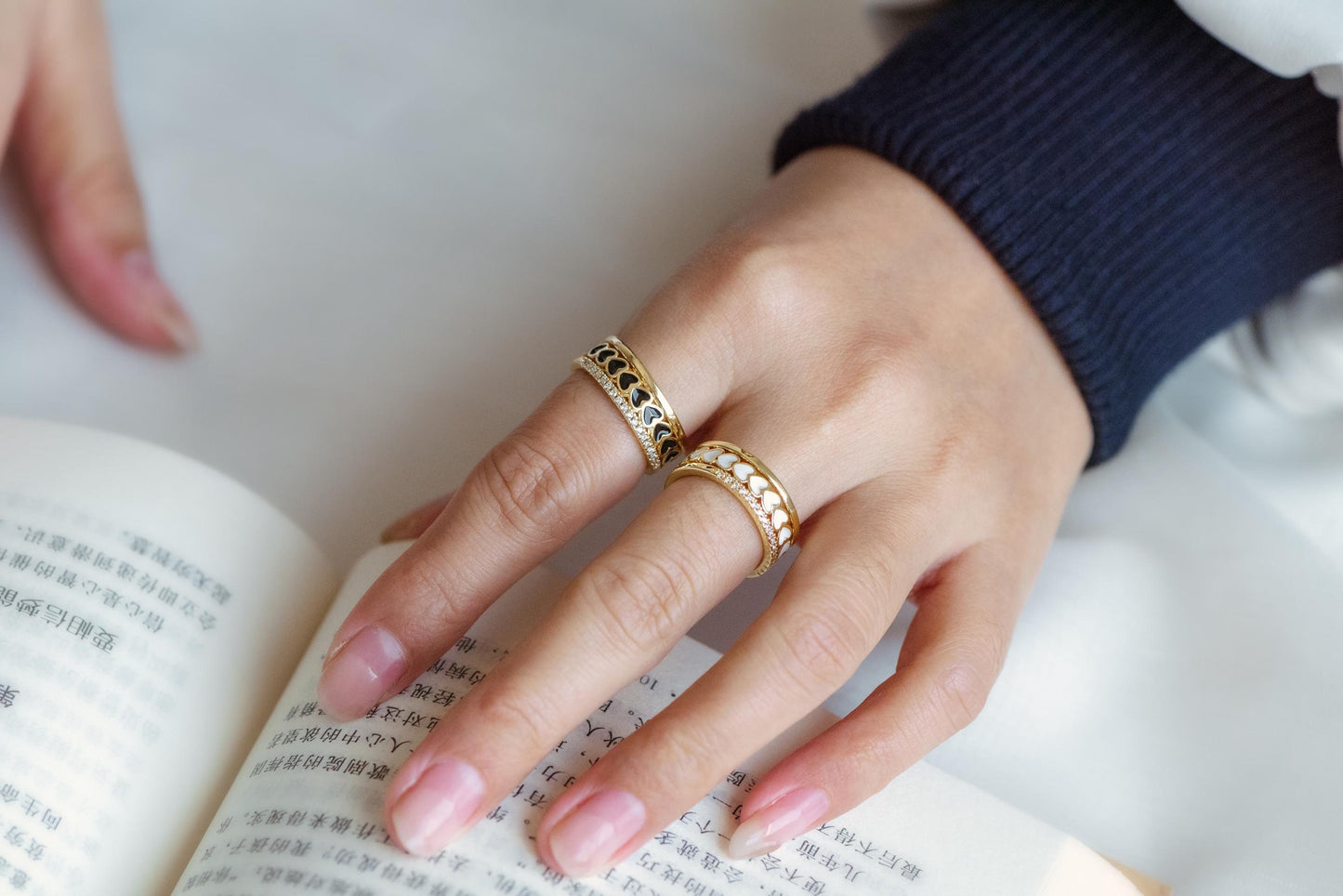 4pcs Gold Enamel Heart Ring, Everyday Ring, Modern Style Ring, Fashion Rings, Dainty Rings, Adjustable Ring (#JZ-059)