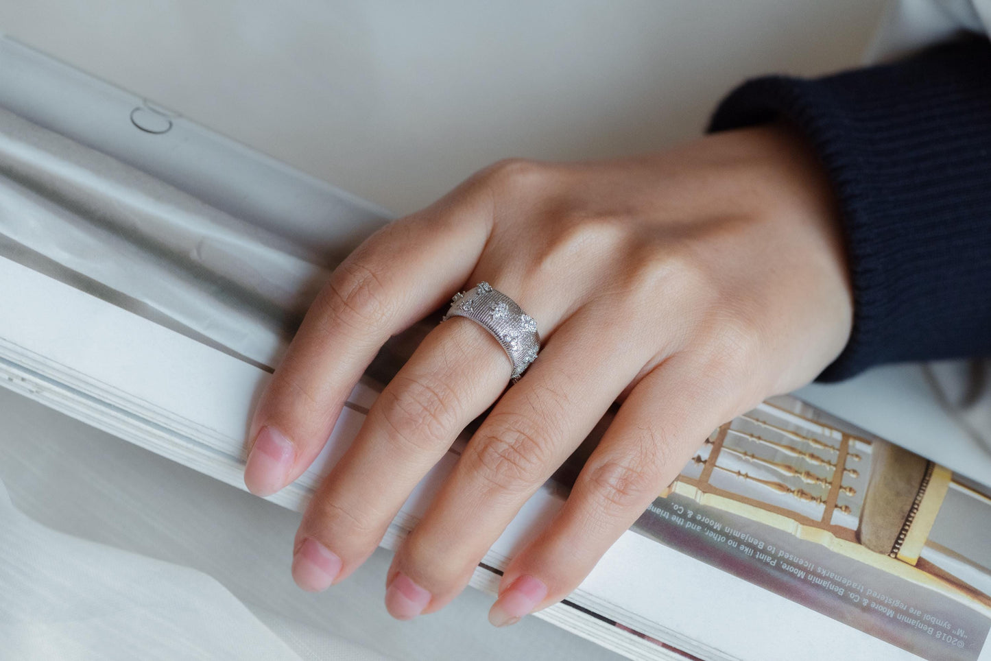 4pcs CZ Pave Gold/ Silver Tone Flower Finger Ring, Everyday Ring, Modern Style Ring, Fashion Rings, Dainty Rings (#GB-4611)