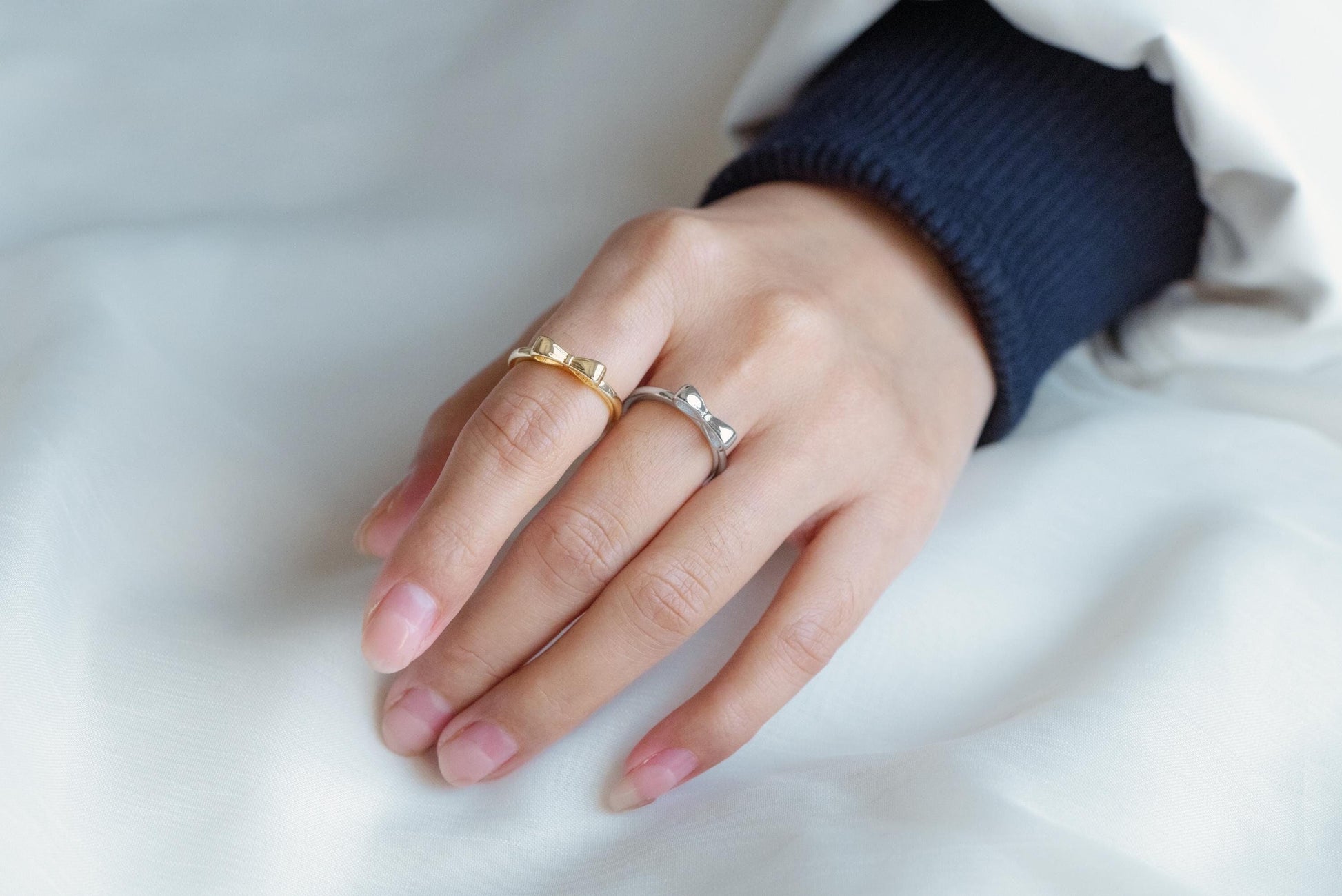 4pcs Gold/ Silver Tone Bowknot Ring, Thin Ring, Everyday Ring, Fashion Rings, Dainty Rings, Adjustable Ring (#JZ-061)