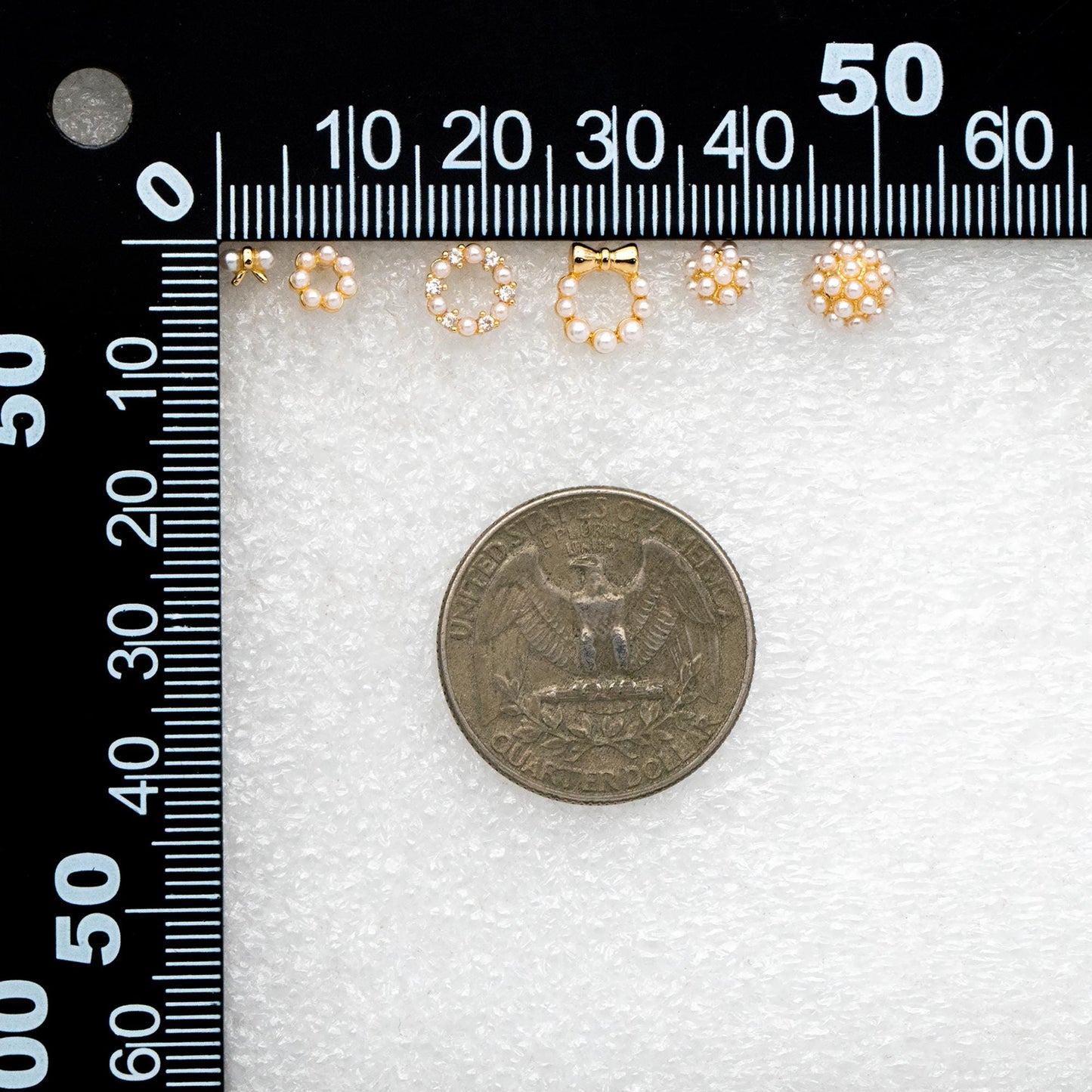 10pcs Gold Faux Pearl Earrings, Gold Plated Brass, Dainty Stud Earring (#GB-4632)