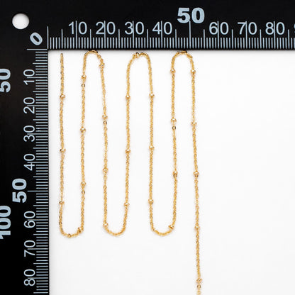 Gold/ Rhodium plated Brass Satellite Chains, 1.3mm Chain with 2mm Rondelle Beads, DIY Necklace Chain Wholesale (#LK-125)/ 1 Meter=3.3 ft