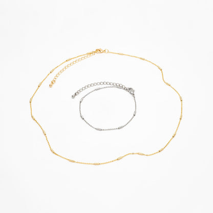 Gold/ Silver Tone Tube Beaded Chains, Finished Bracelet/ Anklet/ Necklace with Extender Chain, Ready to Wear (#LK-127)