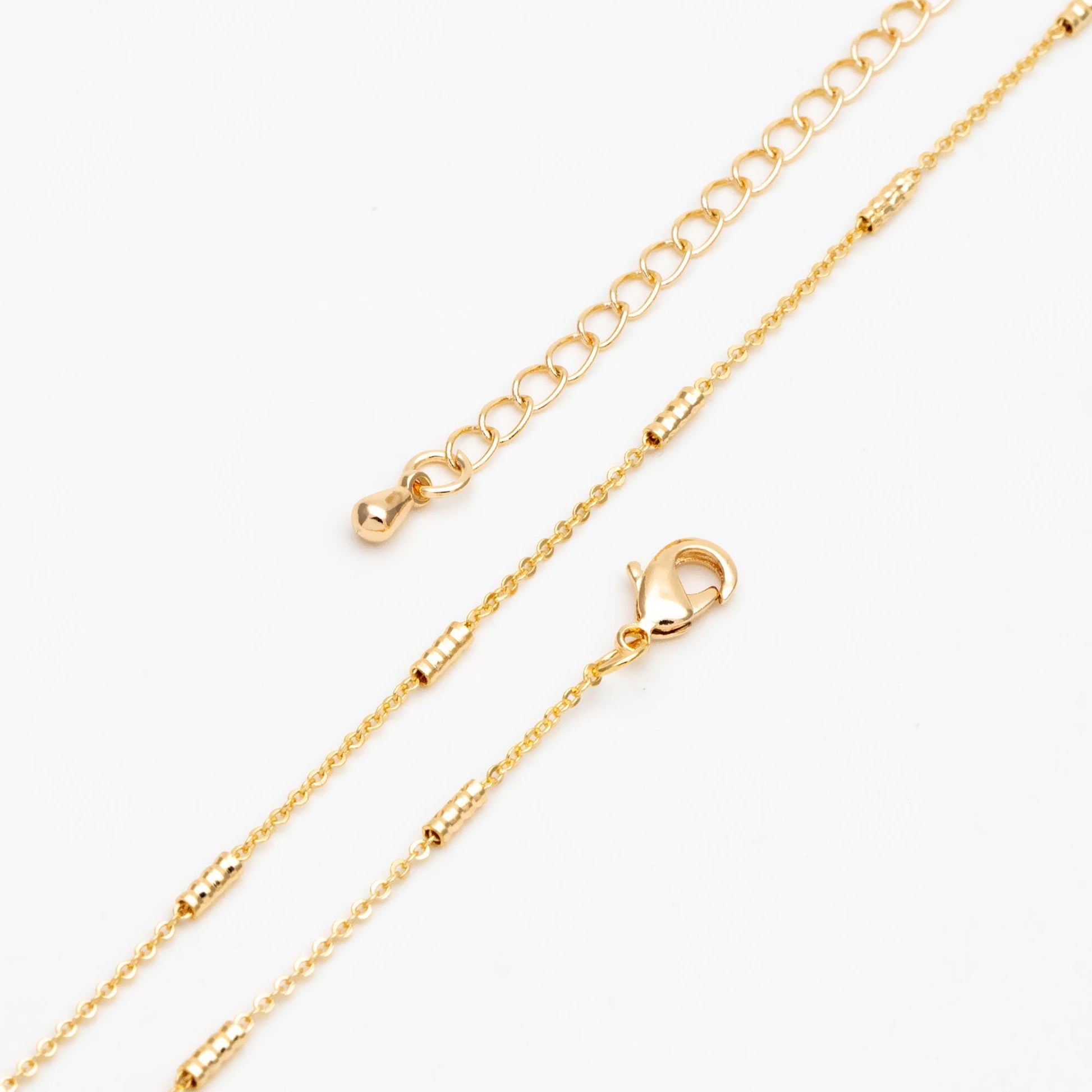 Gold/ Silver Tone Tube Beaded Chains, Finished Bracelet/ Anklet/ Necklace with Extender Chain, Ready to Wear (#LK-127)