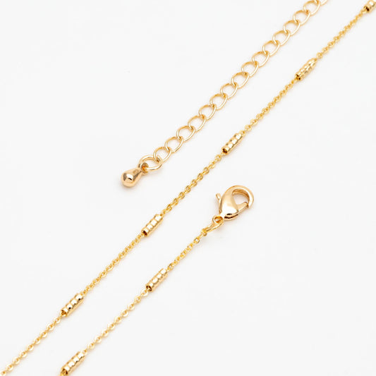 Gold/ Silver Tone Tube Beaded Chains, Finished Bracelet/ Anklet/ Necklace with Extender Chain, Ready to Wear (#LK-127)