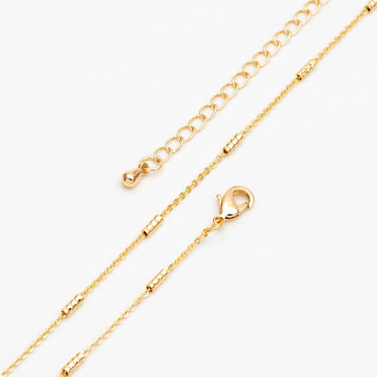 Gold/ Silver Tone Tube Beaded Chains, Finished Bracelet/ Anklet/ Necklace with Extender Chain, Ready to Wear (#LK-127)