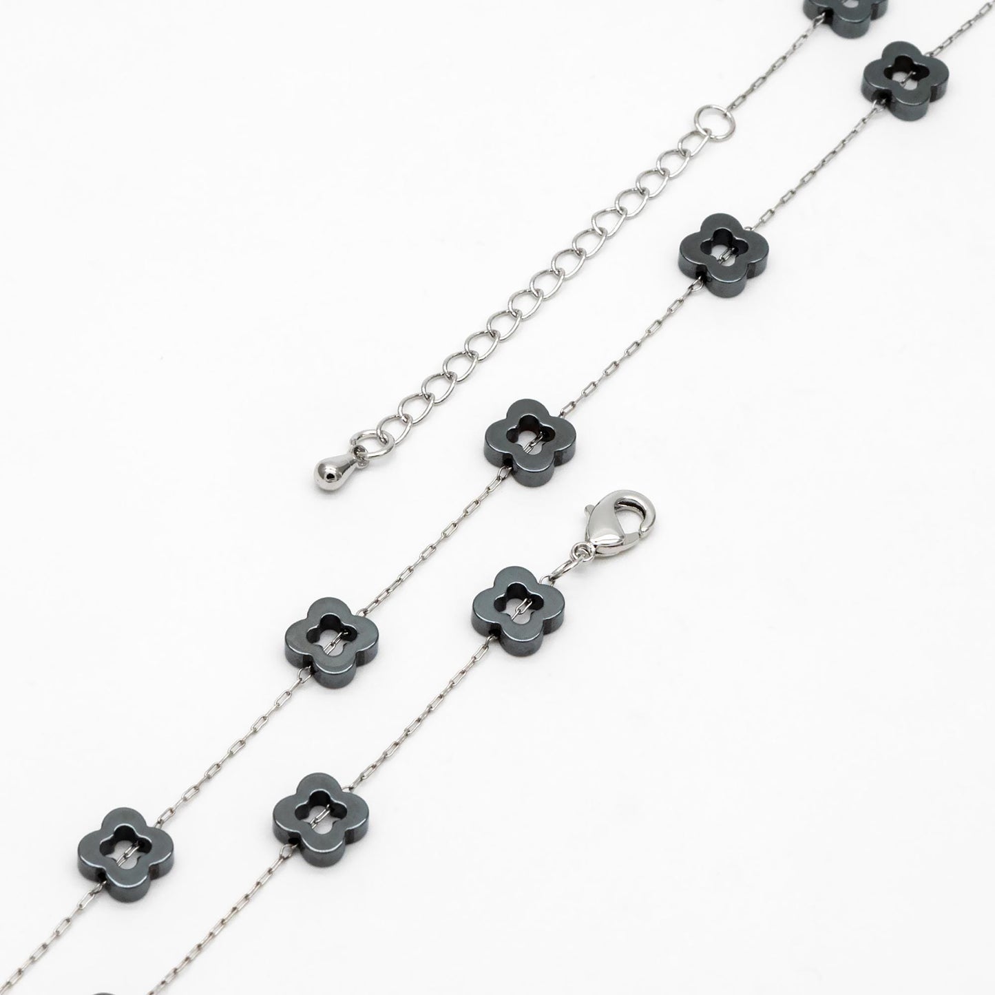 Stainless Steel Clover Beaded Chain 6mm, Adjustable Bracelet/ Anklet/ Necklace, Ready to Wear (#LK-380-6)