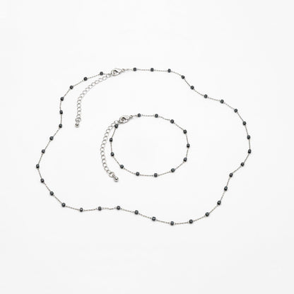 Stainless Steel 2mm Cube Hematite Beads Chain, Finished Bracelet/ Anklet/ Necklace with Extender Chain, Ready to Wear (#LK-380-7)