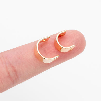 10pcs Gold Round Bead Frame Charms, Real Gold plated Brass Half Ring Connectors, Inner 8.5/ 9.8mm (GB-112)