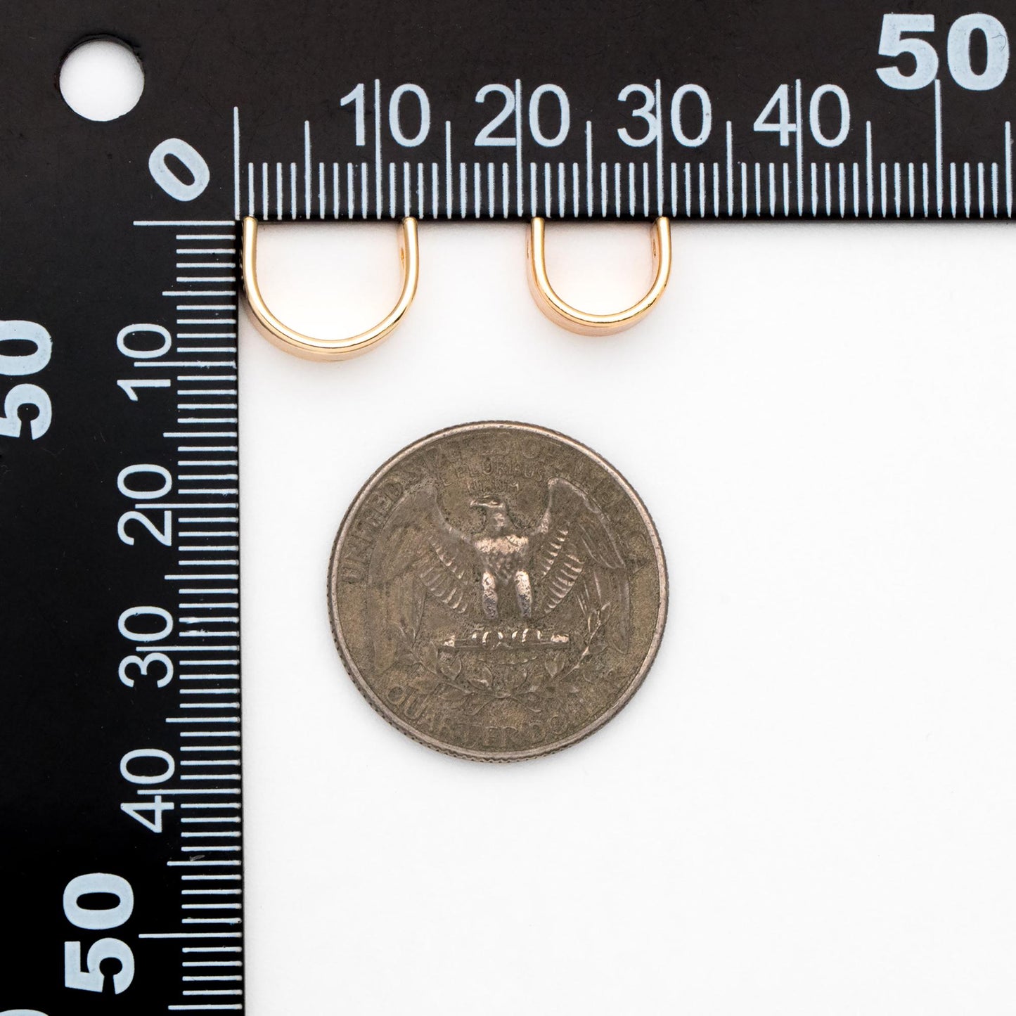 10pcs Gold Round Bead Frame Charms, Real Gold plated Brass Half Ring Connectors, Inner 8.5/ 9.8mm (GB-112)