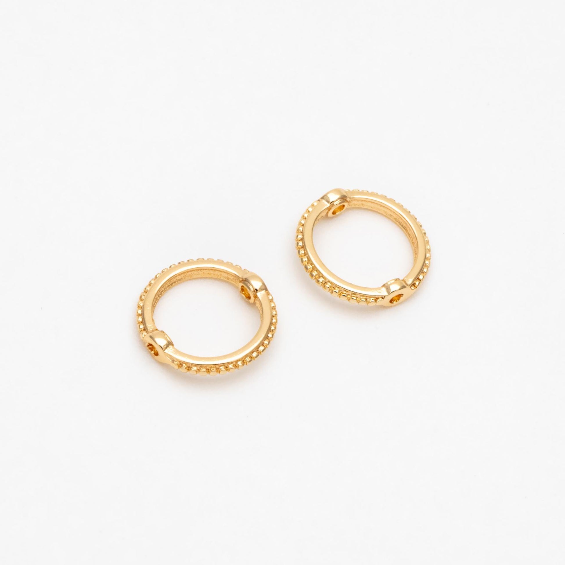 10pcs Gold Round Bead Frame Charms, Gold plated Brass Ring Connectors (GB-1859)