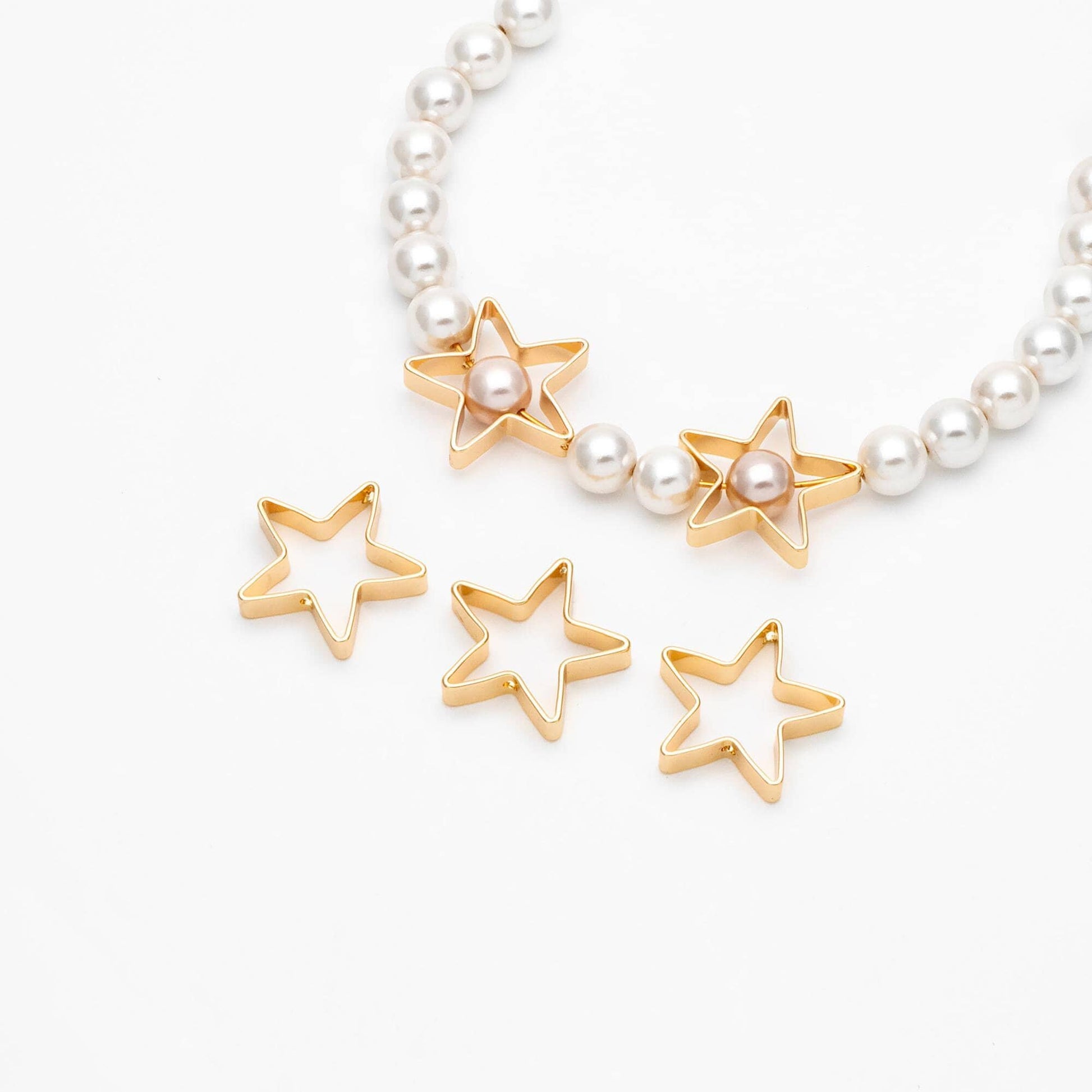 10pcs Gold plated Brass Star Bead Charms 20mm (GB-2871)