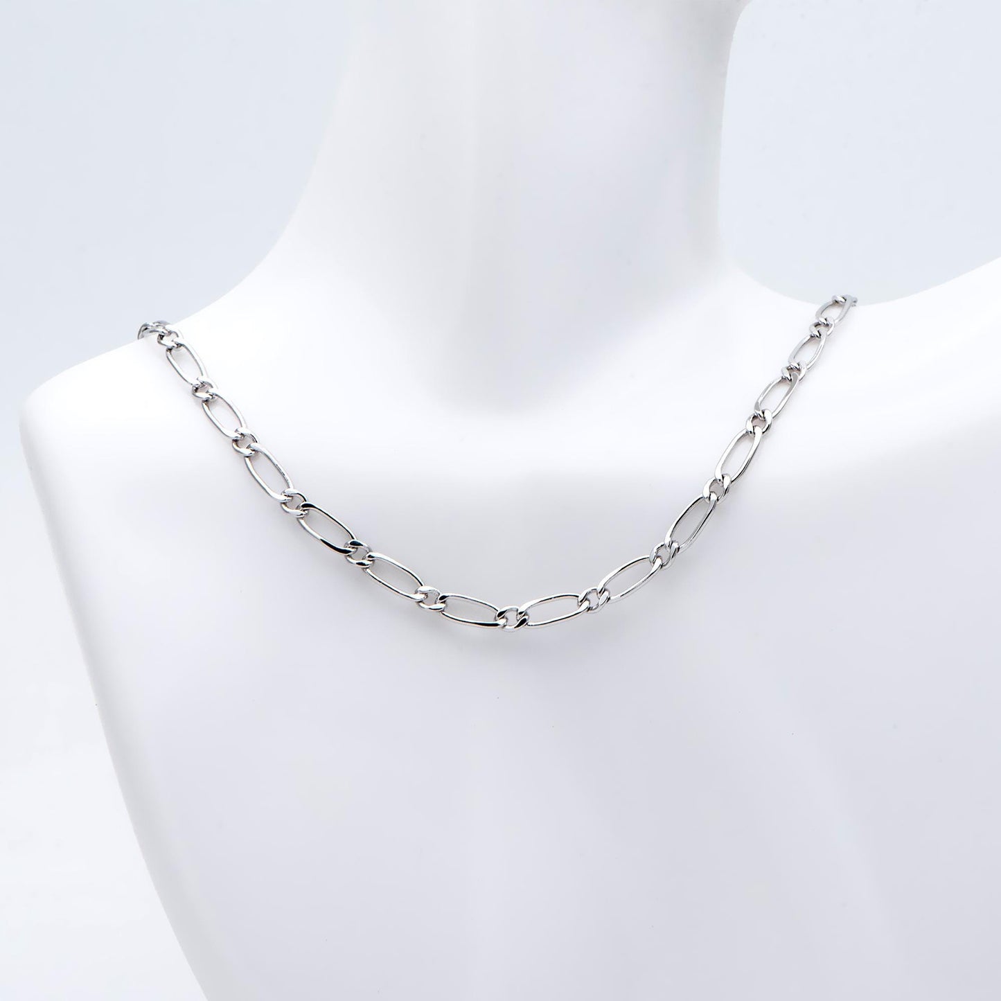 Gold/ Rhodium plated Brass Oval Cable Chains, Figaro Chain Supplies Wholesale (#LK-384)/ 1 Meter=3.3 ft