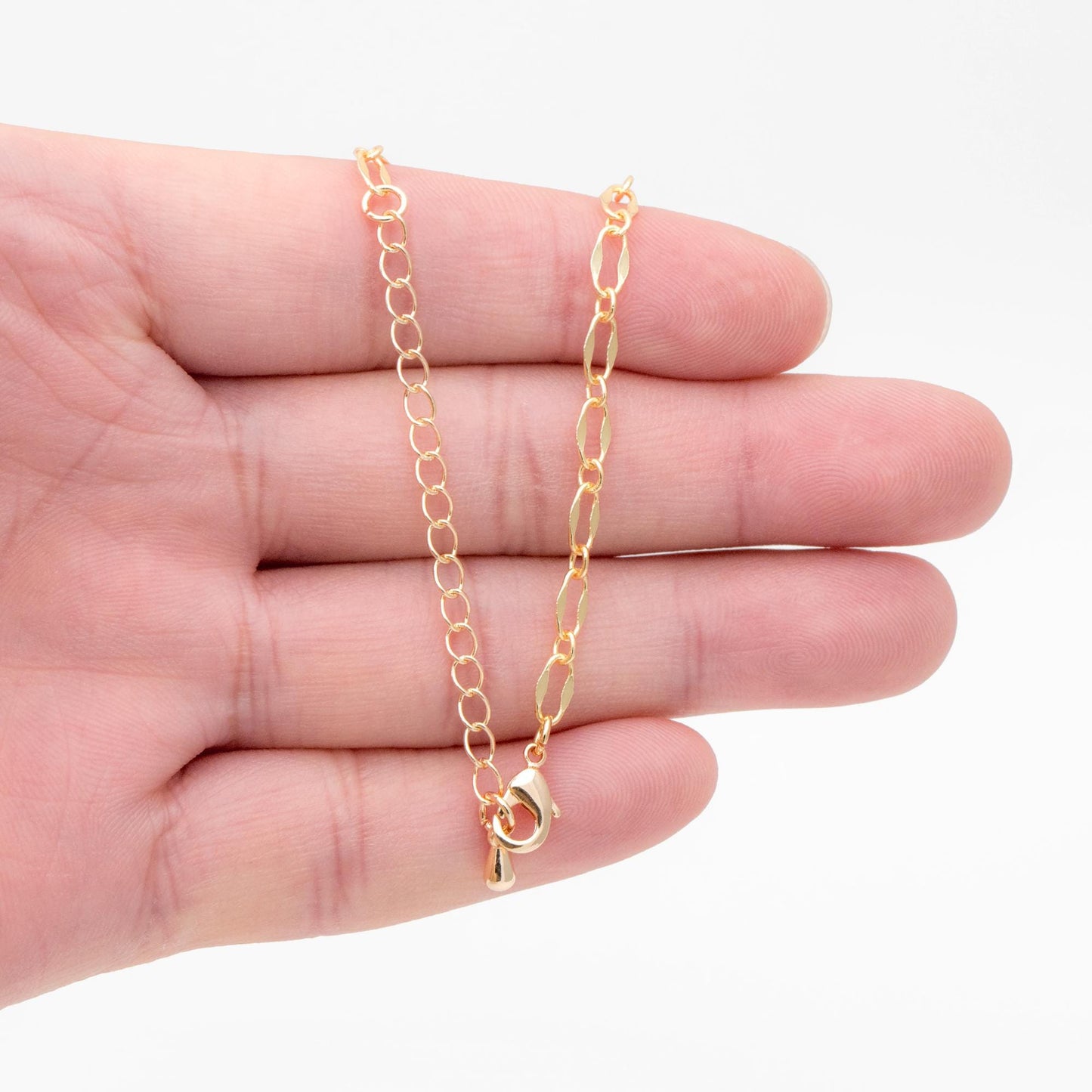 Gold Oval Chains 4mm, Finished Bracelet/ Anklet/ Necklace with Extender Chain, Ready to Wear (#LK-383)