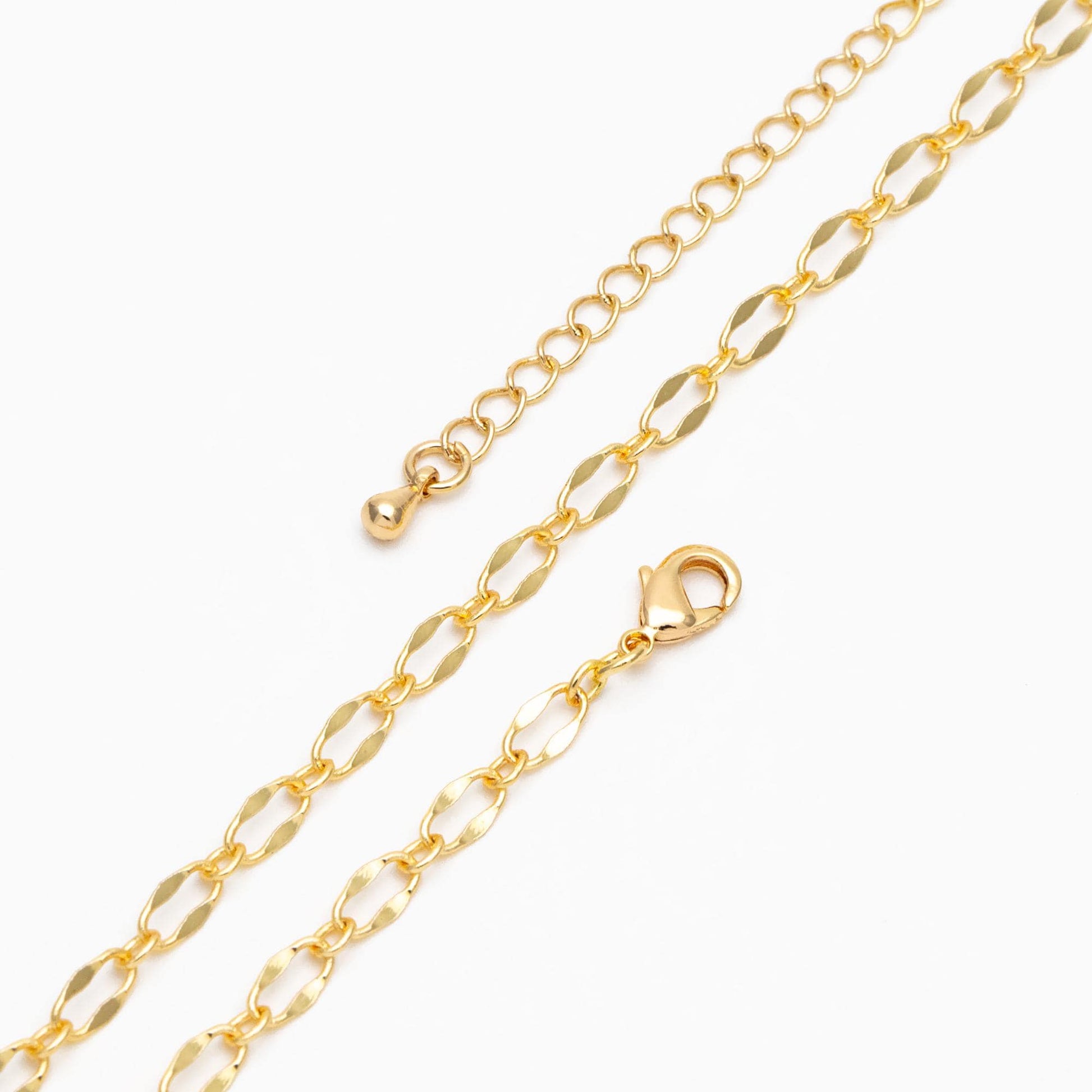 Gold Oval Chains 4mm, Finished Bracelet/ Anklet/ Necklace with Extender Chain, Ready to Wear (#LK-383)