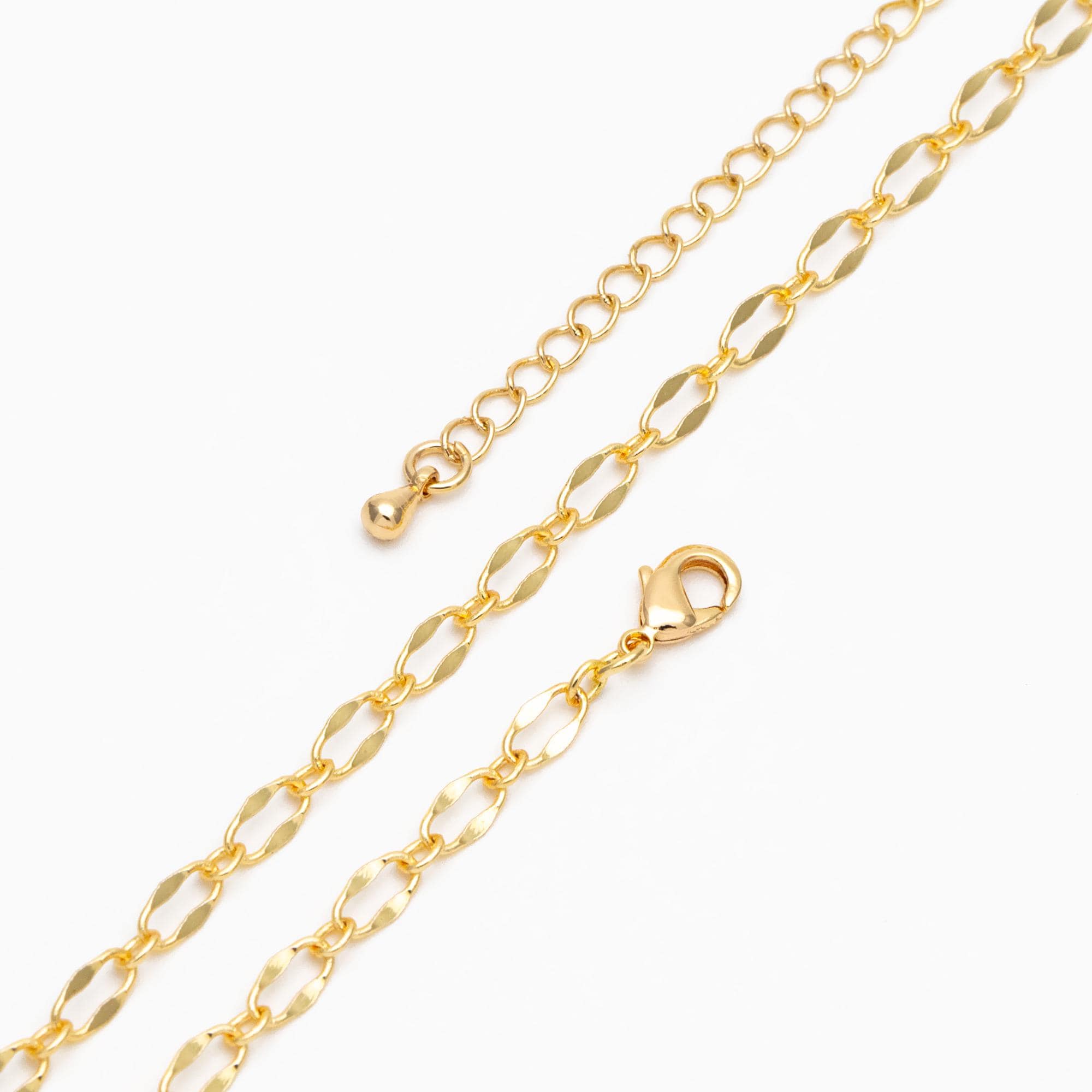 Gold Oval Chains 4mm, Finished Bracelet/ Anklet/ Necklace with Extender Chain, Ready to Wear (#LK-383)