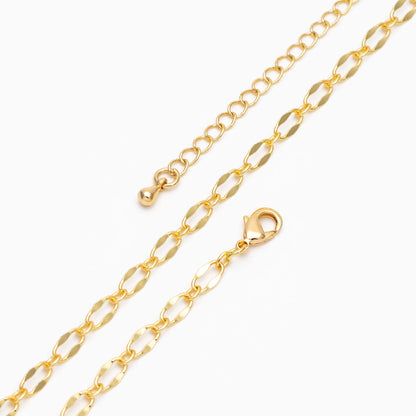 Gold Oval Chains 4mm, Finished Bracelet/ Anklet/ Necklace with Extender Chain, Ready to Wear (#LK-383)