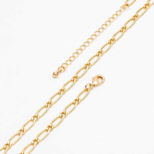Gold/ Silver Tone Oval Cable Chains, Finished Necklace with Extender Chain, Ready to Wear, 18-21 Inch Adjustable (#LK-384)