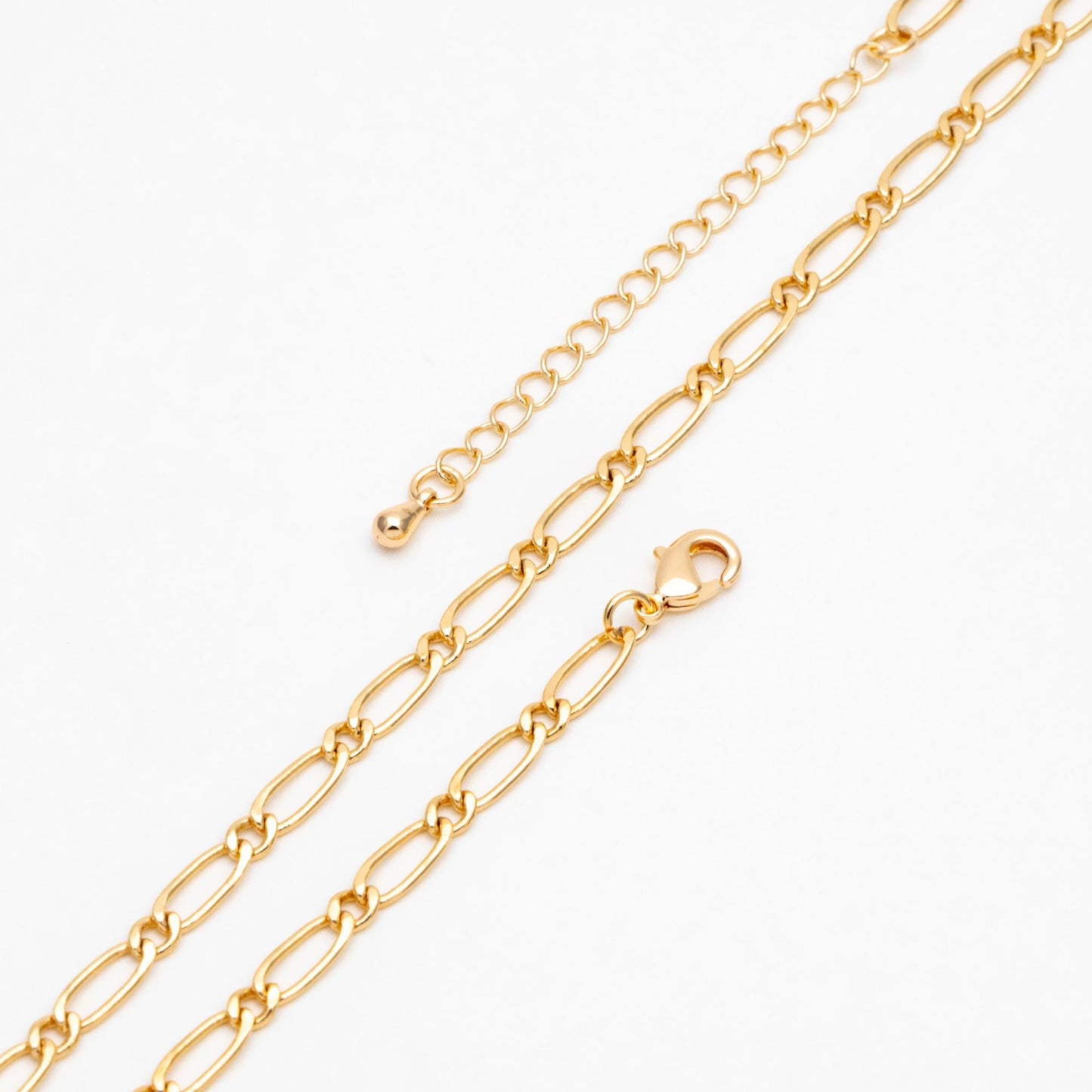 Gold/ Silver Tone Oval Cable Chains, Finished Necklace with Extender Chain, Ready to Wear, 18-21 Inch Adjustable (#LK-384)
