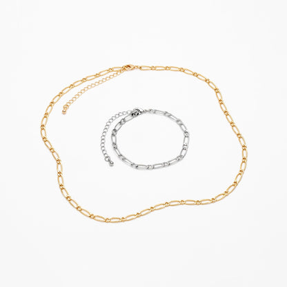 Gold/ Silver Tone Oval Cable Chains, Finished Necklace with Extender Chain, Ready to Wear, 18-21 Inch Adjustable (#LK-384)