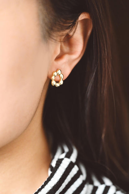 10pcs Gold Irregularity Circle Earrings, Minimalist Stud Earrings, Jewelry Supplies (GB-3548)