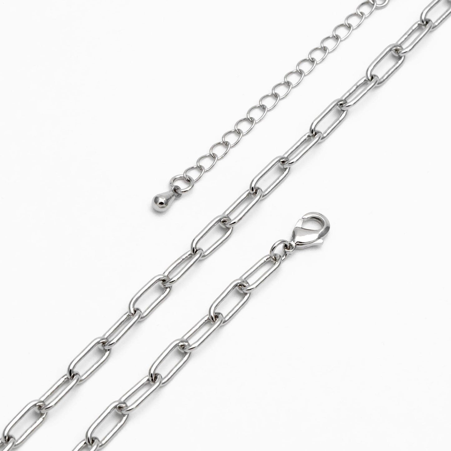 Gold/ Silver Oval Cable Chains 4mm, Finished Bracelet/ Anklet/ Necklace with Extender Chain, Ready to Wear (#LK-446)