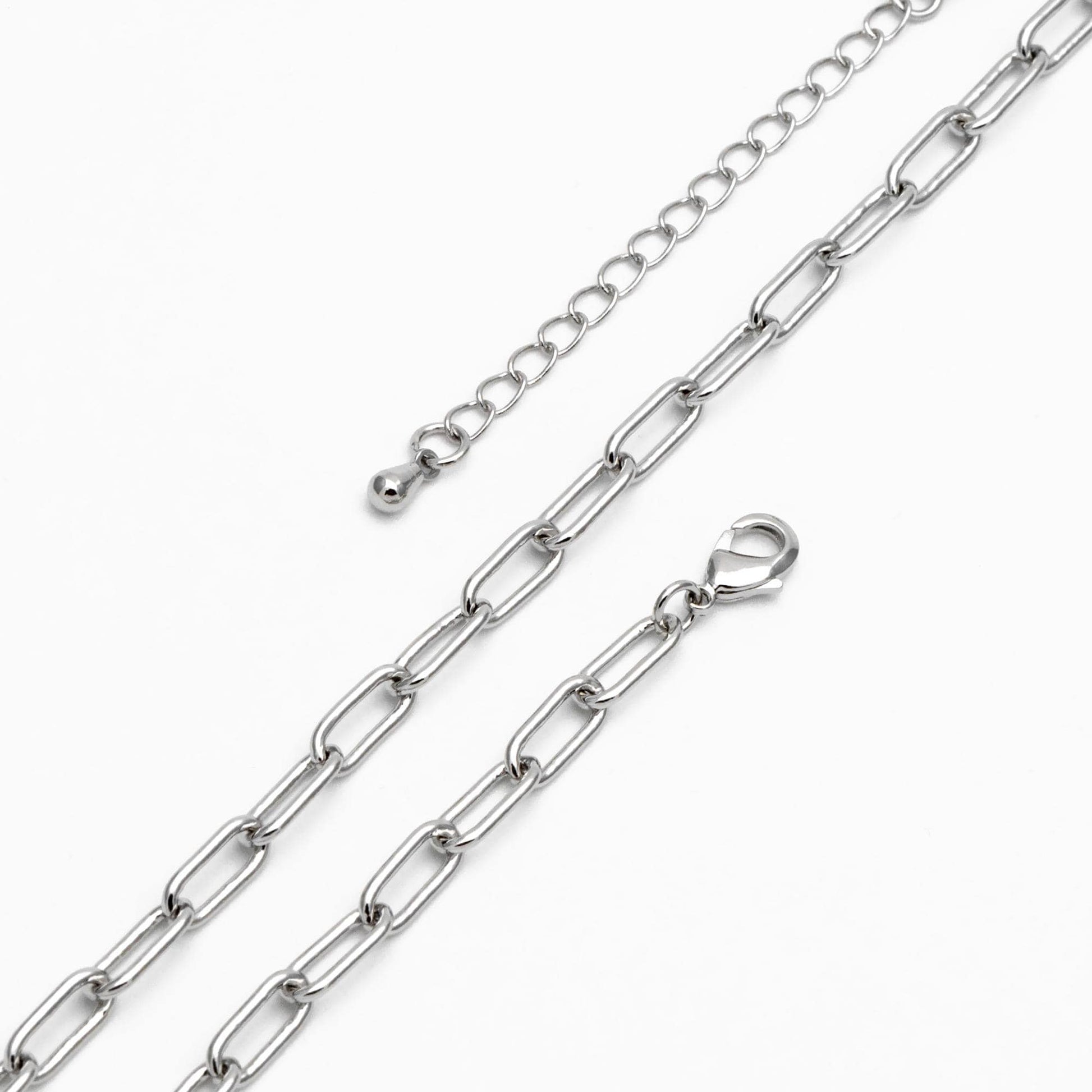 Gold/ Silver Oval Cable Chains 4mm, Finished Bracelet/ Anklet/ Necklace with Extender Chain, Ready to Wear (#LK-446)