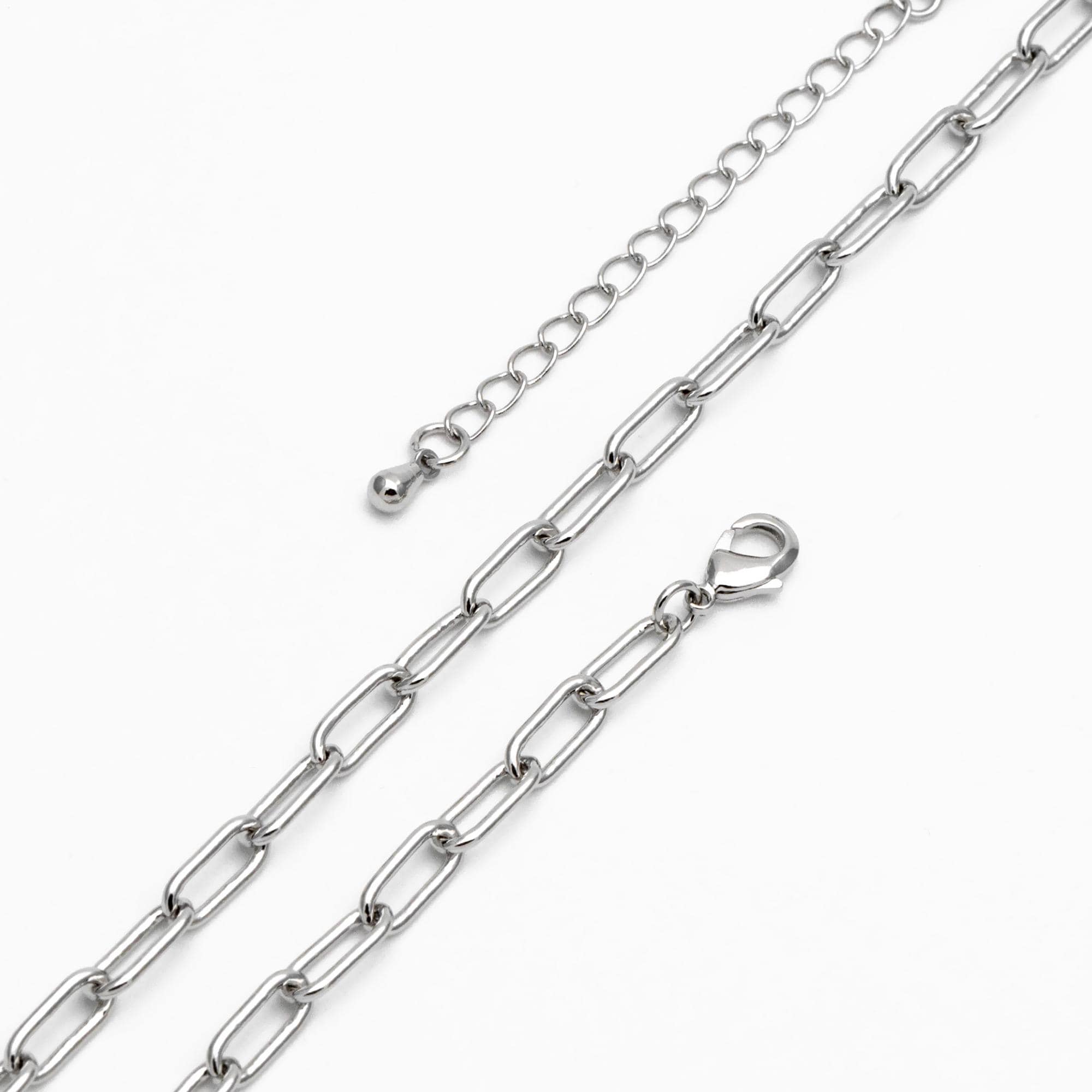 Gold/ Silver Oval Cable Chains 4mm, Finished Bracelet/ Anklet/ Necklace with Extender Chain, Ready to Wear (#LK-446)
