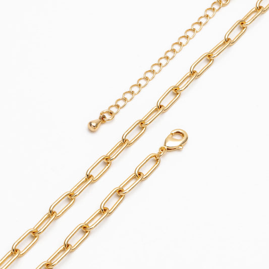 Gold/ Silver Oval Cable Chains 4mm, Finished Bracelet/ Anklet/ Necklace with Extender Chain, Ready to Wear (#LK-446)