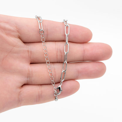 Gold/ Silver Oval Cable Chains 4mm, Finished Bracelet/ Anklet/ Necklace with Extender Chain, Ready to Wear (#LK-446)