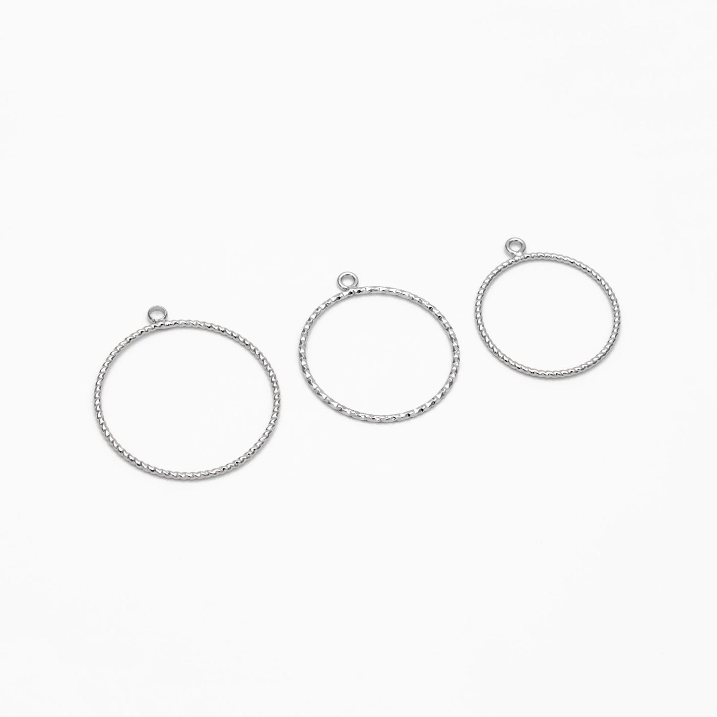 10pcs Gold/ Silver Tone Round Circle Pendants 20/ 22/ 25mm, Gold/ Rhodium plated Brass Ring Charms, Geometric Loop Pendants (GB-211)